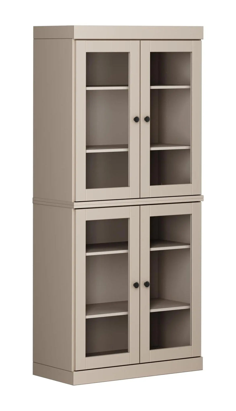 72" Beige Solid Wood Four Door Pantry Or Storage Closet Homeroots Kitchen & Dining