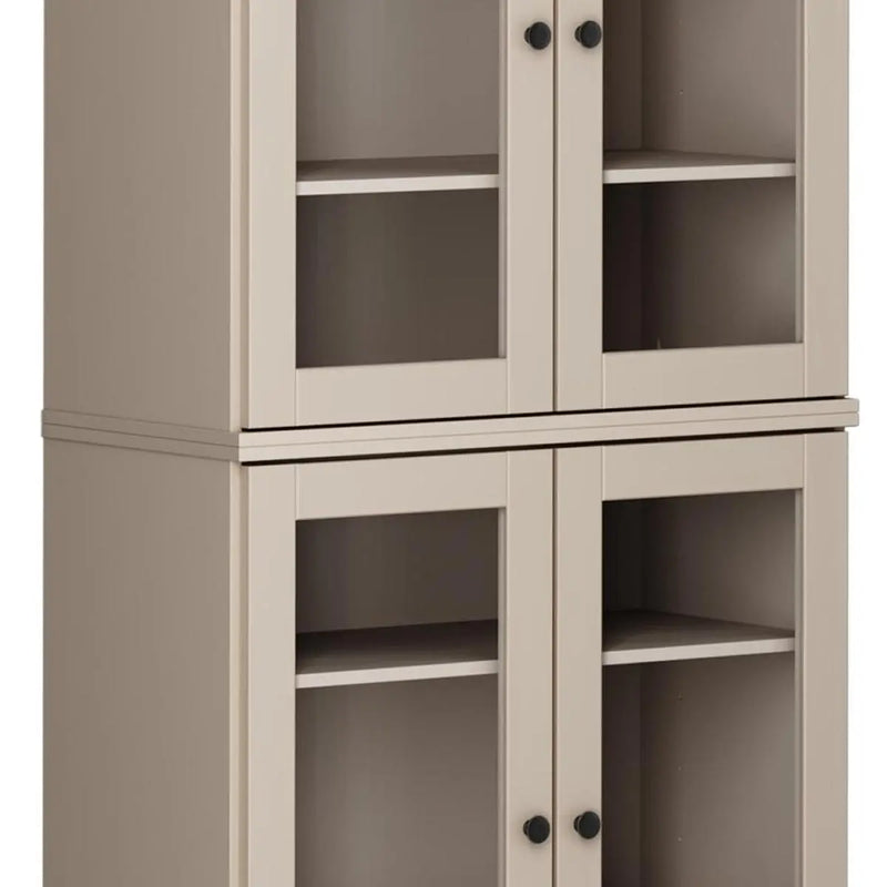 72" Beige Solid Wood Four Door Pantry Or Storage Closet Homeroots Kitchen & Dining