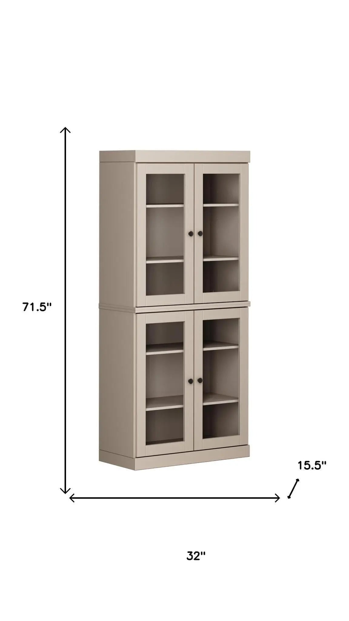 72" Beige Solid Wood Four Door Pantry Or Storage Closet Homeroots Kitchen & Dining