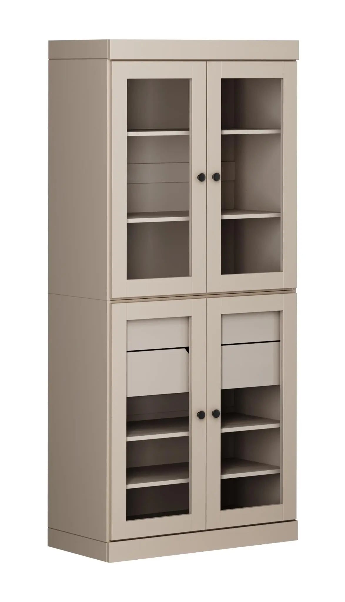 72" Beige Solid Wood Four Door Two Drawer Pantry Or Storage Closet Homeroots Kitchen & Dining