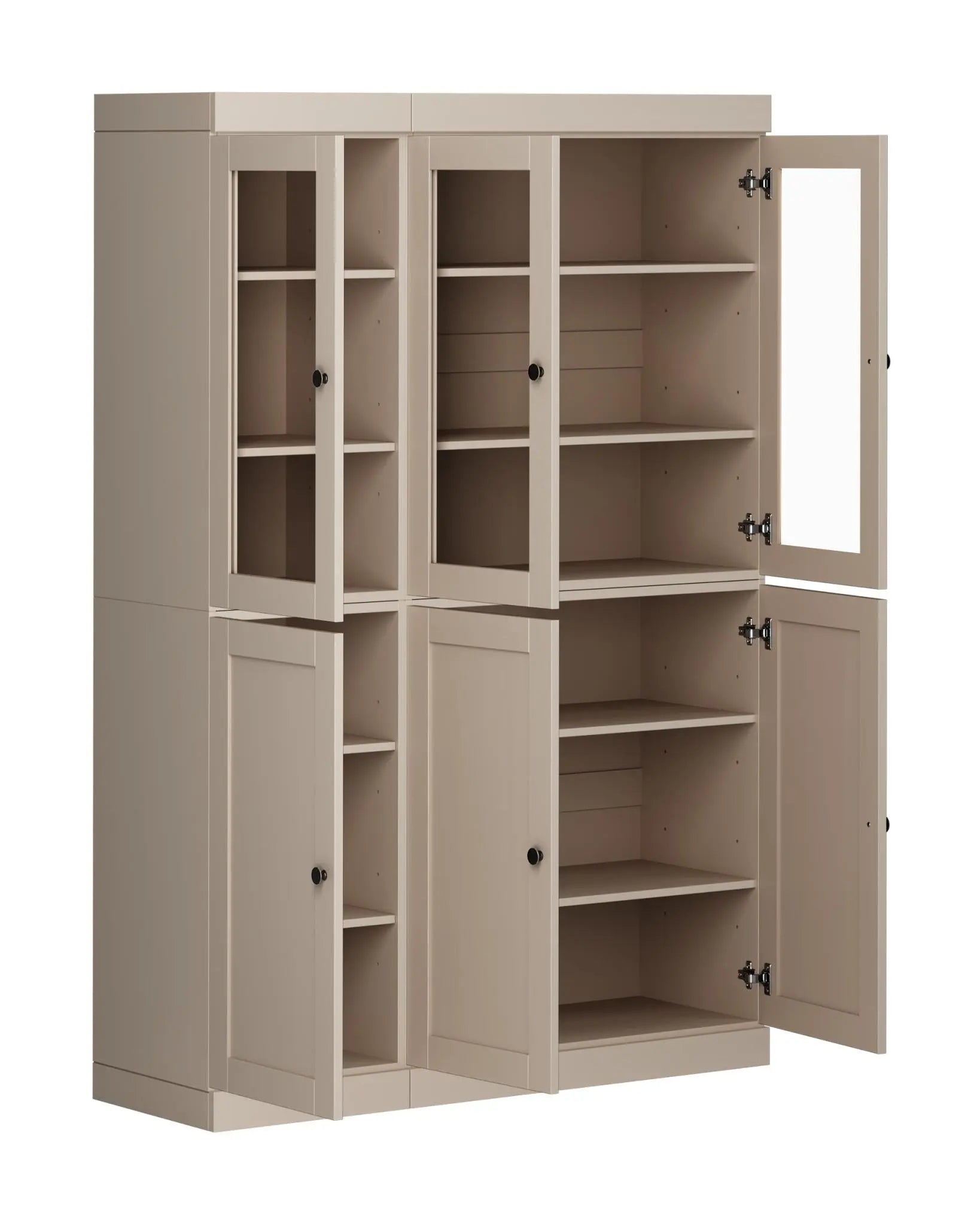 72" Beige Solid Wood Six Door Pantry Or Storage Closet Homeroots Kitchen & Dining