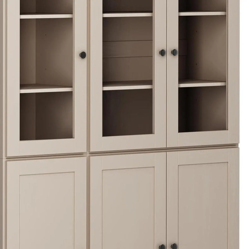 72" Beige Solid Wood Six Door Pantry Or Storage Closet Homeroots Kitchen & Dining