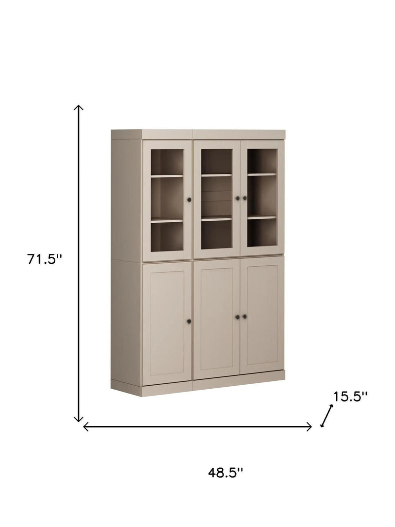 72" Beige Solid Wood Six Door Pantry Or Storage Closet Homeroots Kitchen & Dining