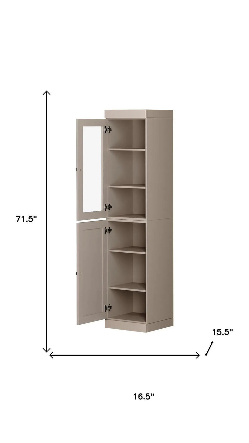 72" Beige Solid Wood Two Door Pantry Or Storage Closet Homeroots Kitchen & Dining