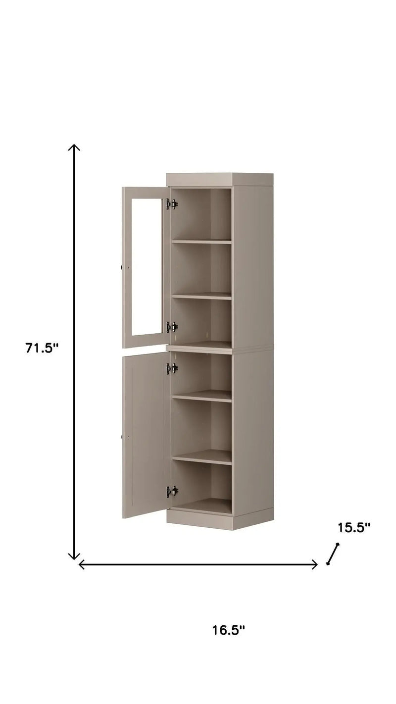 72" Beige Solid Wood Two Door Pantry Or Storage Closet Homeroots Kitchen & Dining