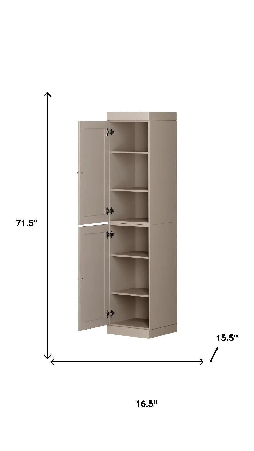 72" Beige Solid Wood Two Door Pantry Or Storage Closet Homeroots Kitchen & Dining