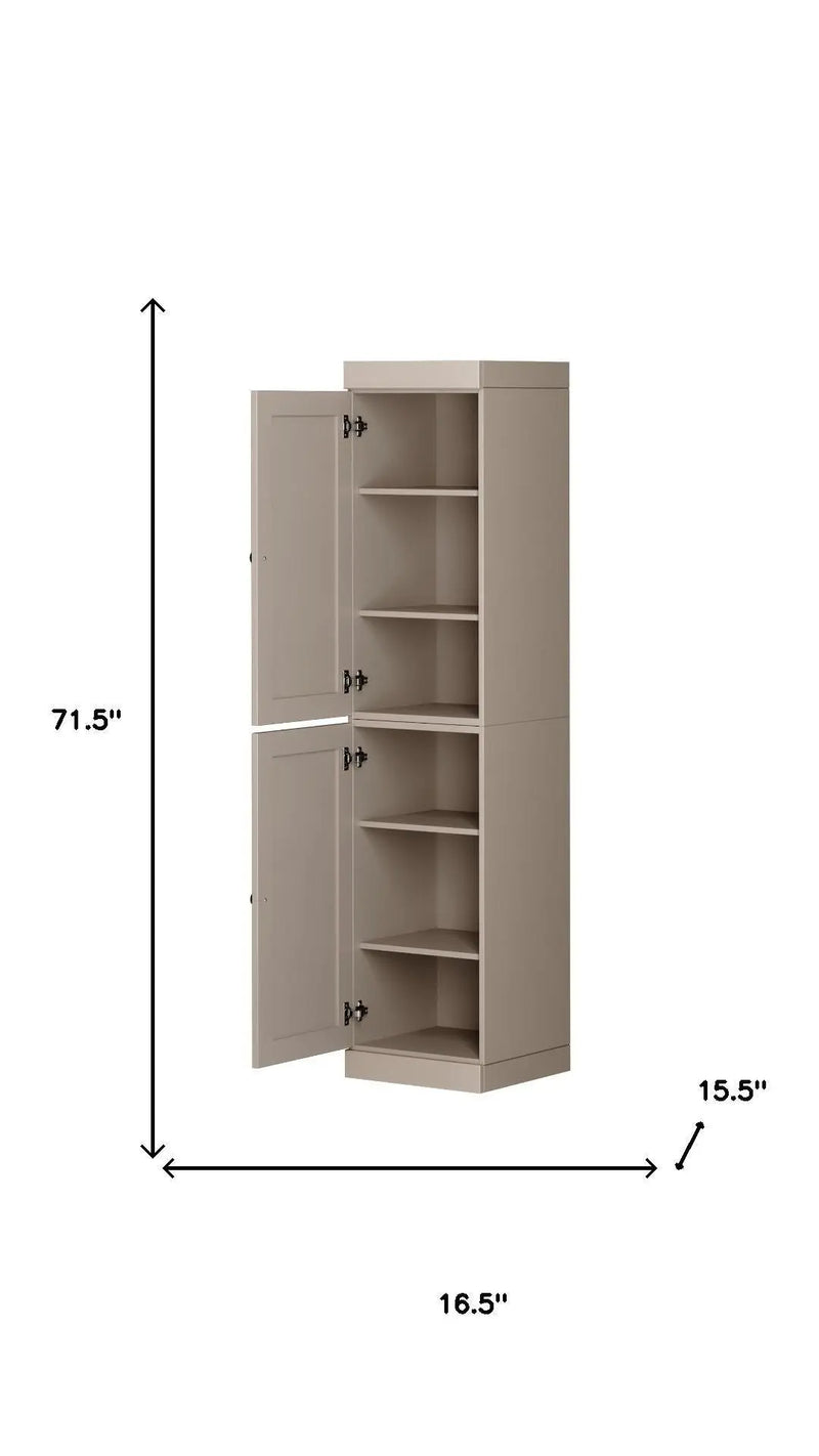 72" Beige Solid Wood Two Door Pantry Or Storage Closet Homeroots Kitchen & Dining