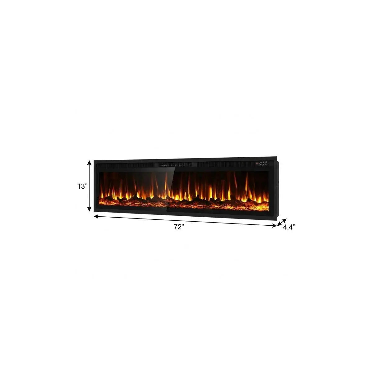 72" Black And Red Metal Electric Fireplace Insert With LED Homeroots Home Decor