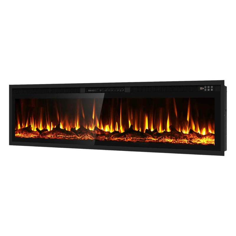 72" Black And Red Metal Electric Fireplace Insert With LED Homeroots Home Decor