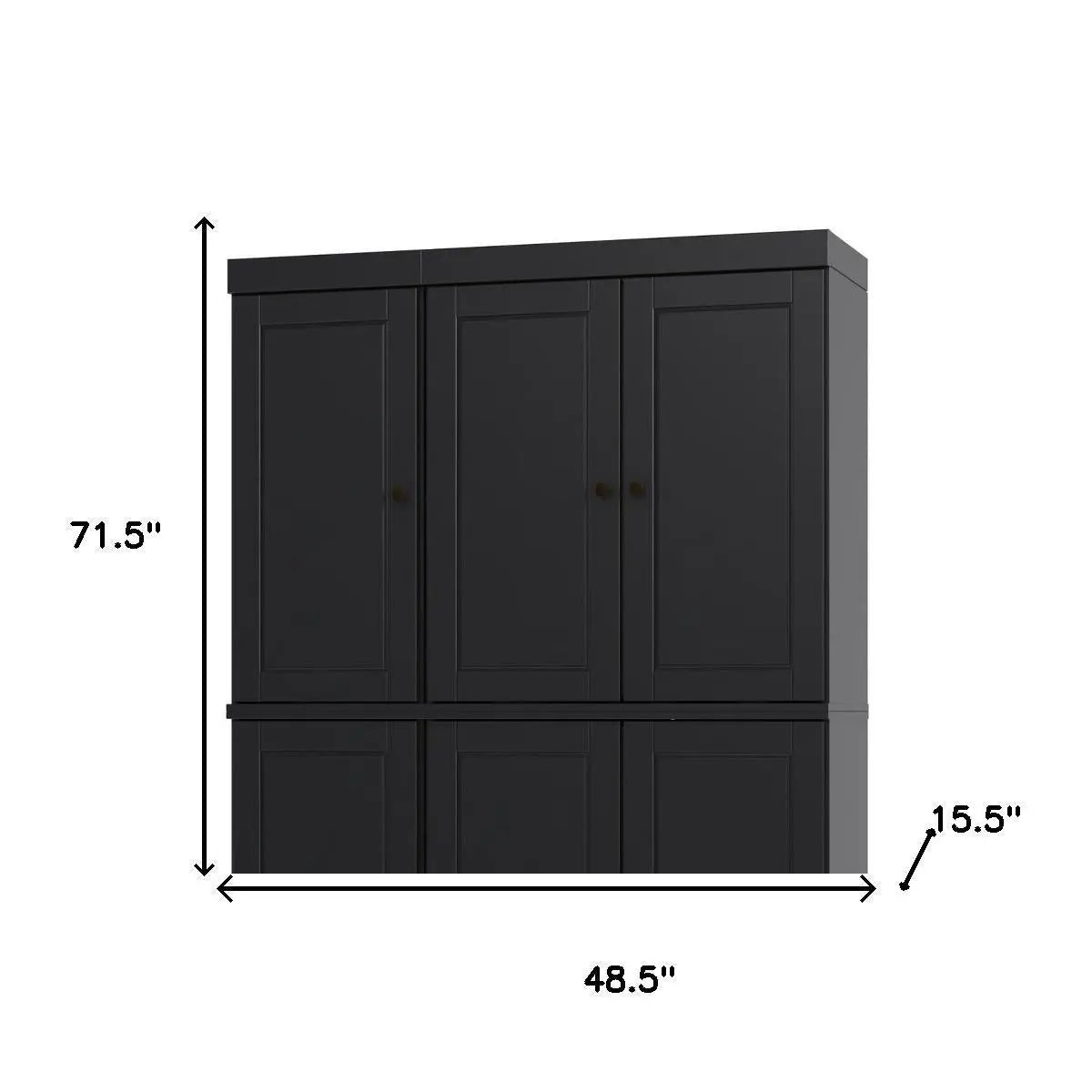 72" Black Solid Wood 8 Pantry Or Storage Closet Homeroots Kitchen & Dining