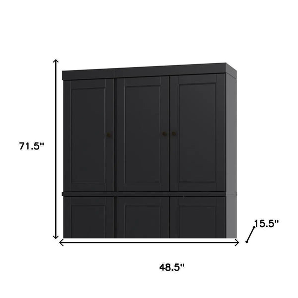 72" Black Solid Wood 8 Pantry Or Storage Closet Homeroots Kitchen & Dining