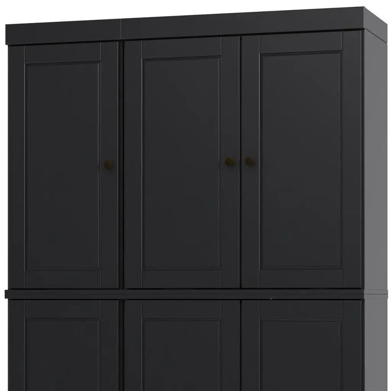 72" Black Solid Wood 8 Pantry Or Storage Closet Homeroots Kitchen & Dining