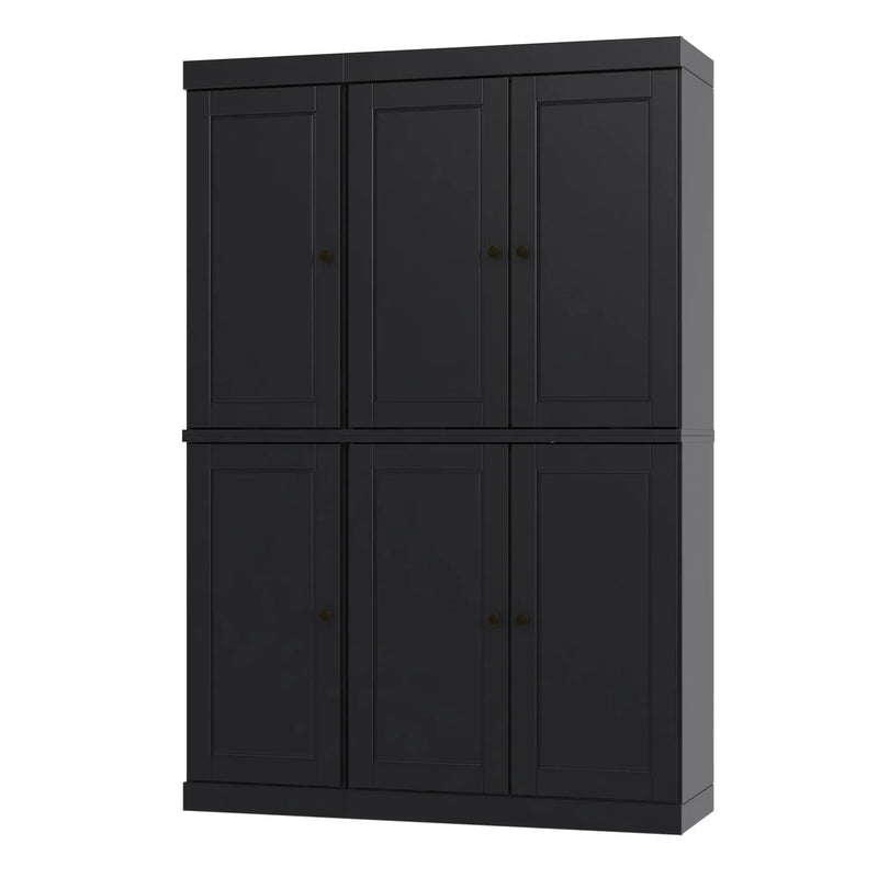 72" Black Solid Wood 8 Pantry Or Storage Closet Homeroots Kitchen & Dining