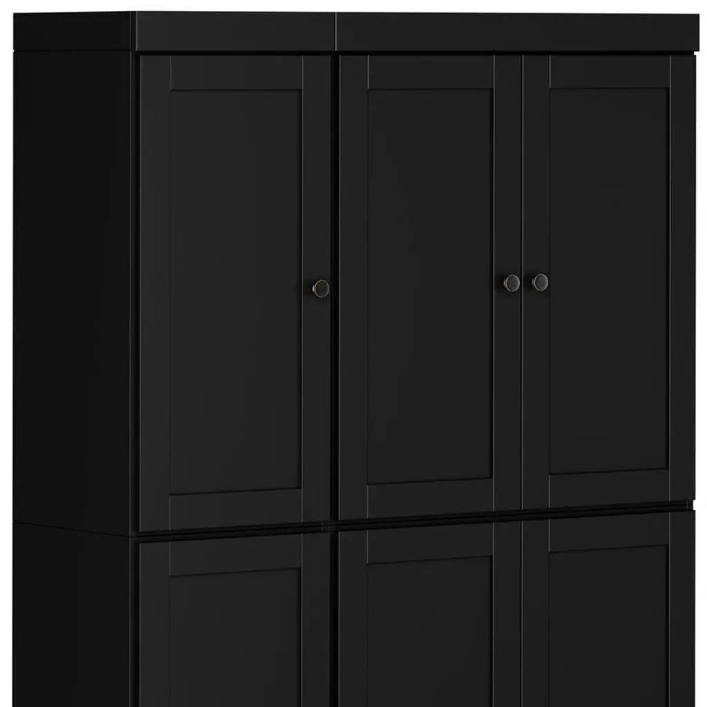 72" Black Solid Wood 8 Pantry Or Storage Closet Homeroots Kitchen & Dining