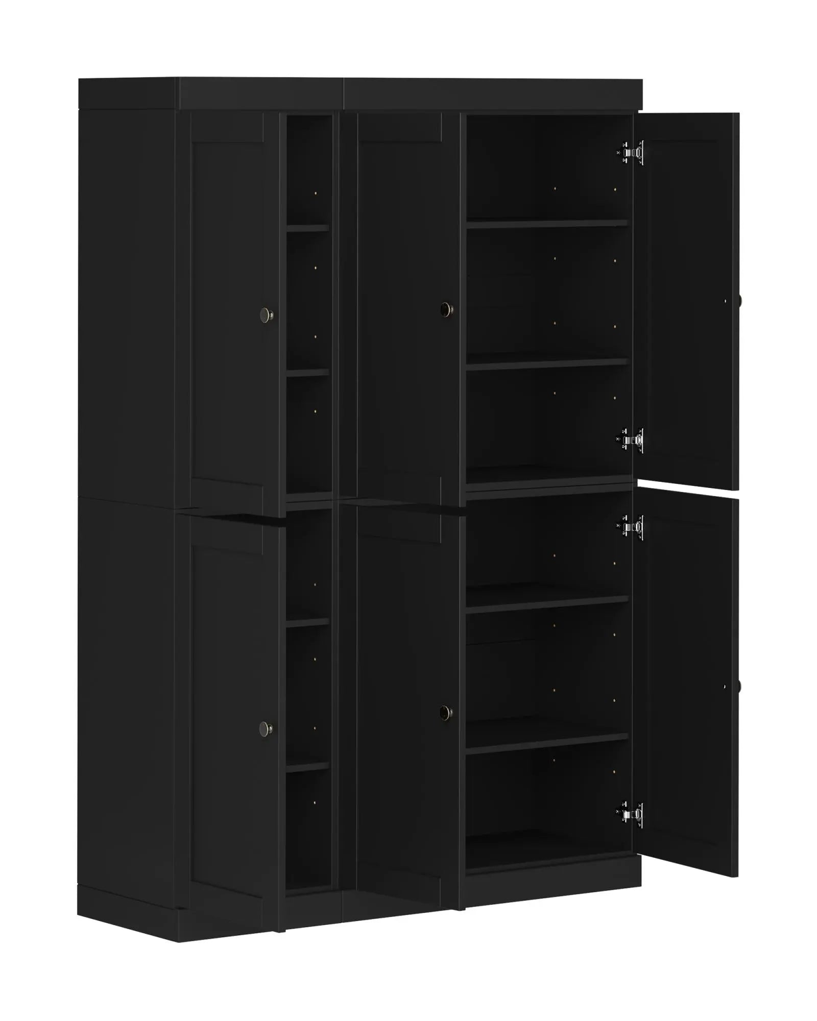 72" Black Solid Wood 8 Pantry Or Storage Closet Homeroots Kitchen & Dining