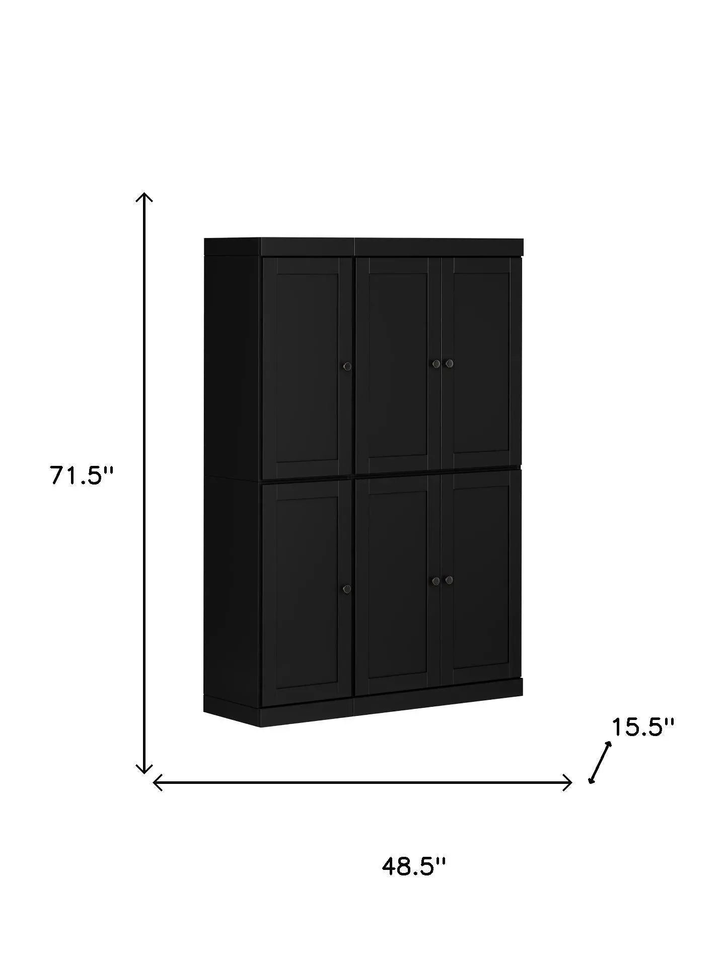 72" Black Solid Wood 8 Pantry Or Storage Closet Homeroots Kitchen & Dining