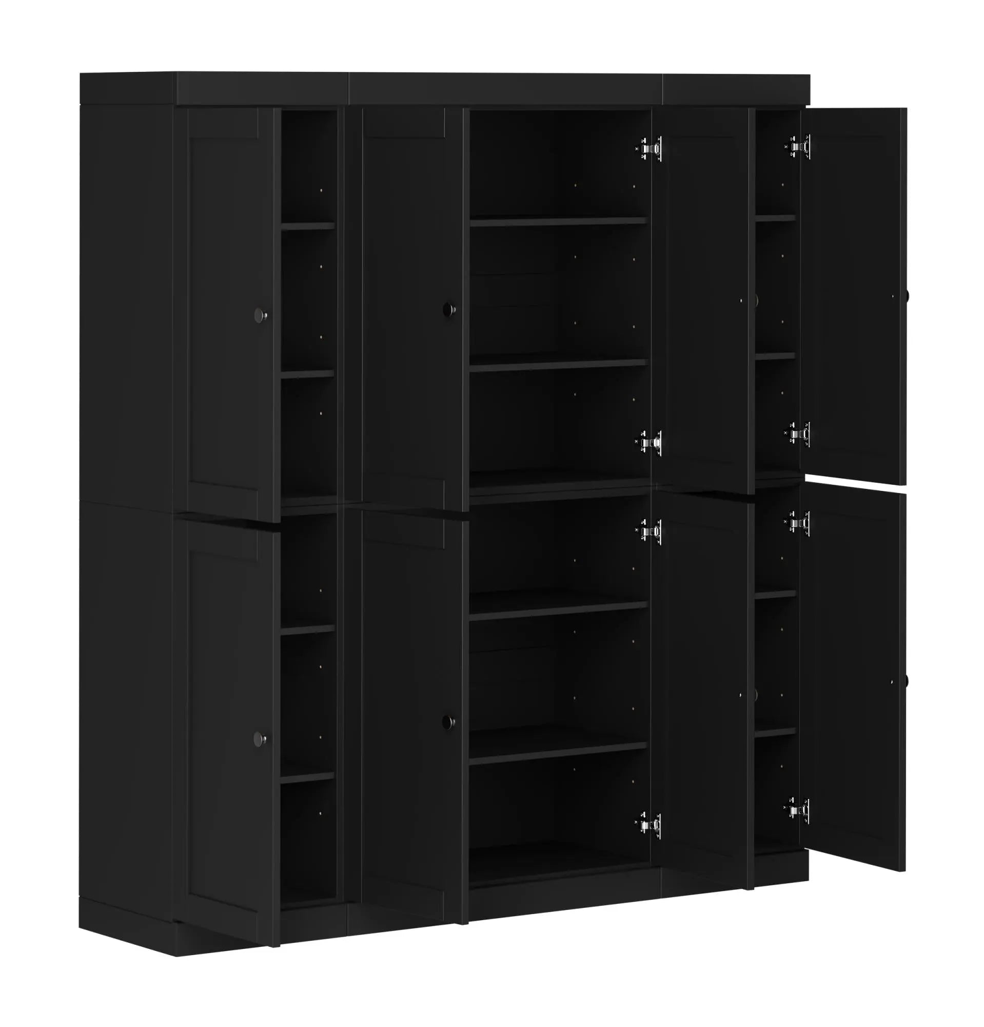 72" Black Solid Wood 8 Pantry Or Storage Closet Homeroots Kitchen & Dining