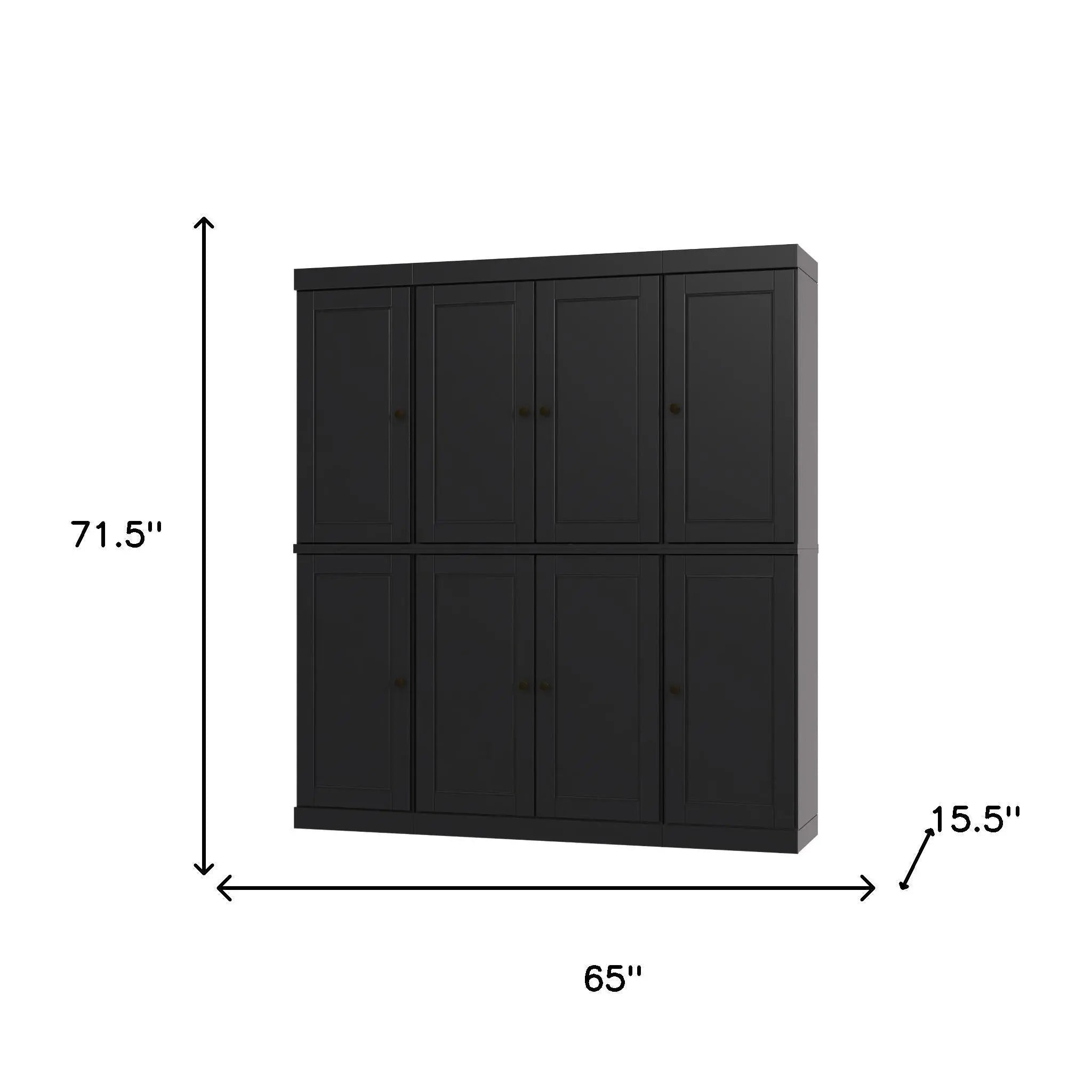 72" Black Solid Wood 8 Pantry Or Storage Closet Homeroots Kitchen & Dining