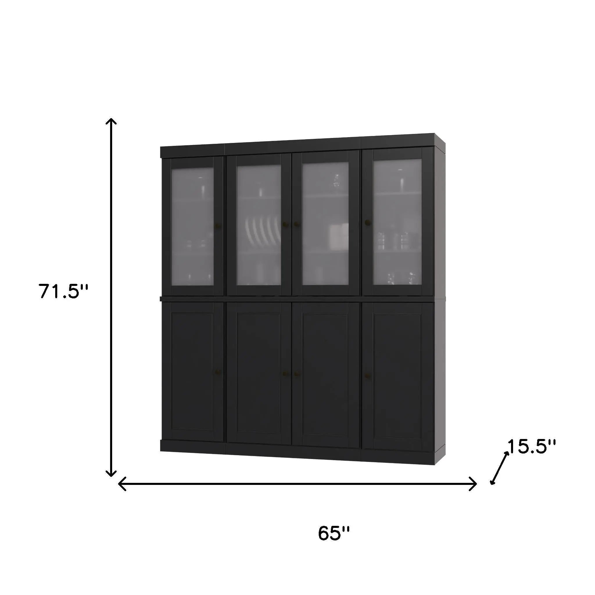 72" Black Solid Wood 8 Pantry Or Storage Closet Homeroots Kitchen & Dining