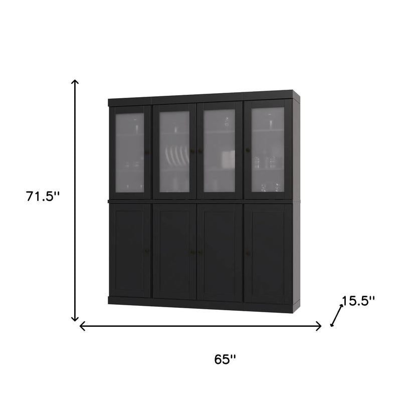 72" Black Solid Wood 8 Pantry Or Storage Closet Homeroots Kitchen & Dining
