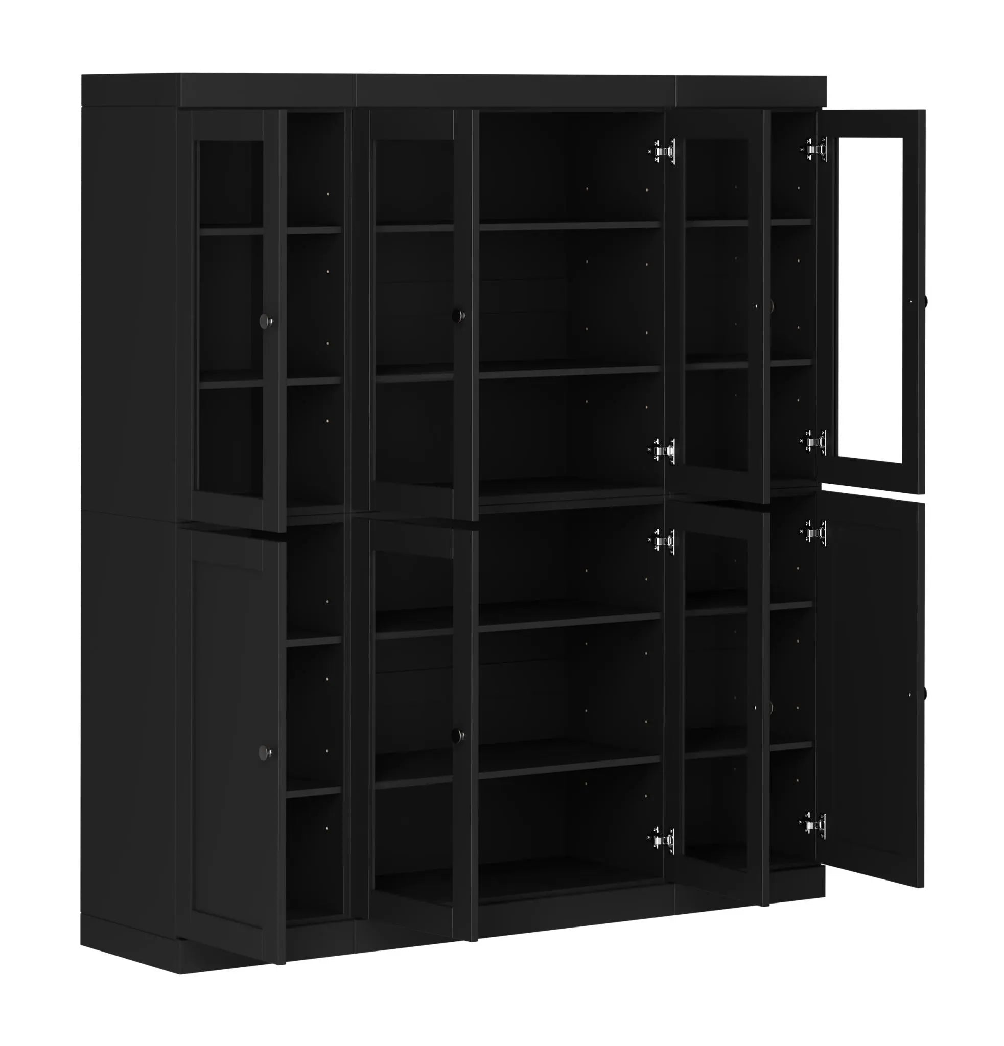 72" Black Solid Wood 8 Pantry Or Storage Closet Homeroots Kitchen & Dining