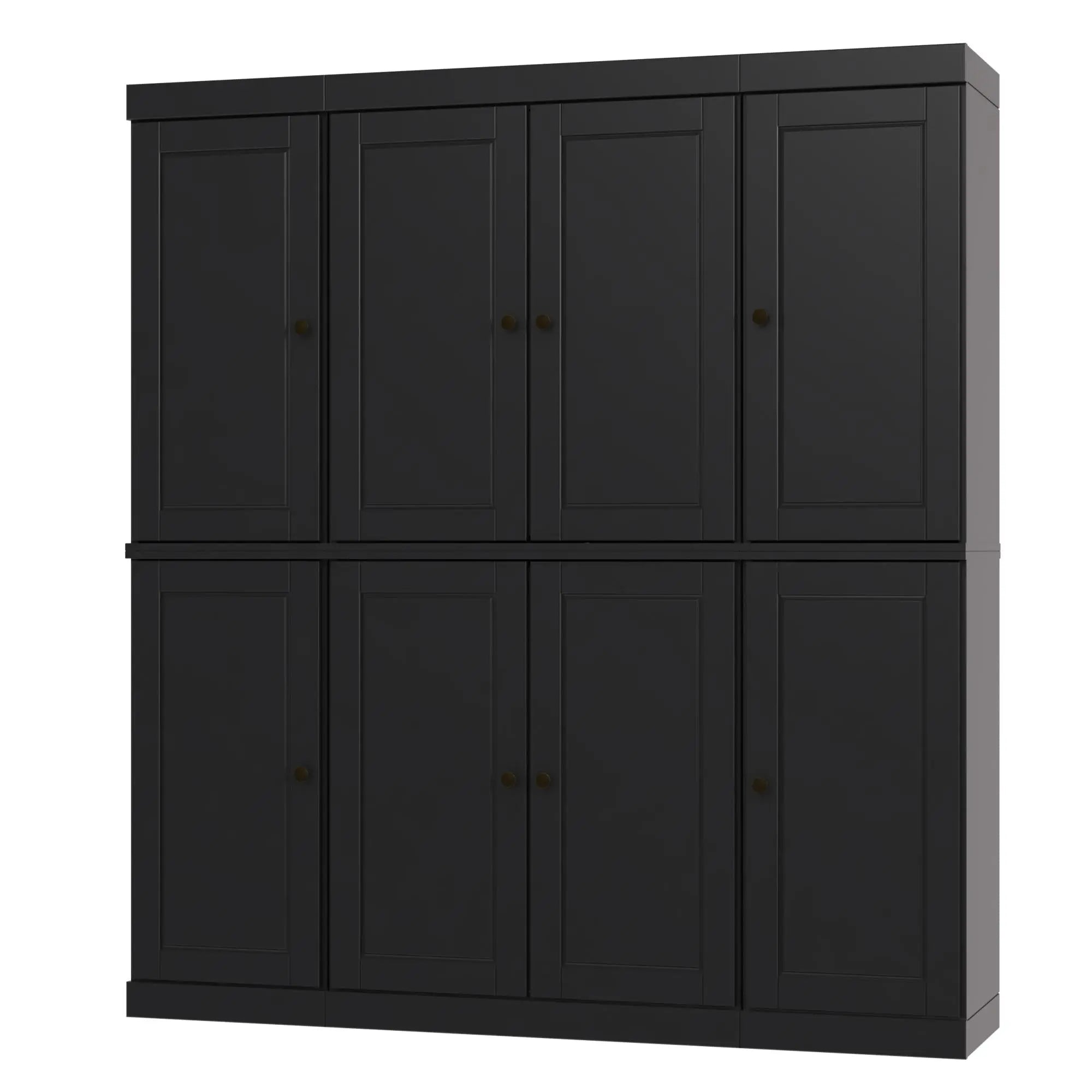 72" Black Solid Wood 8 Two Drawer Pantry Or Storage Closet Homeroots Kitchen & Dining