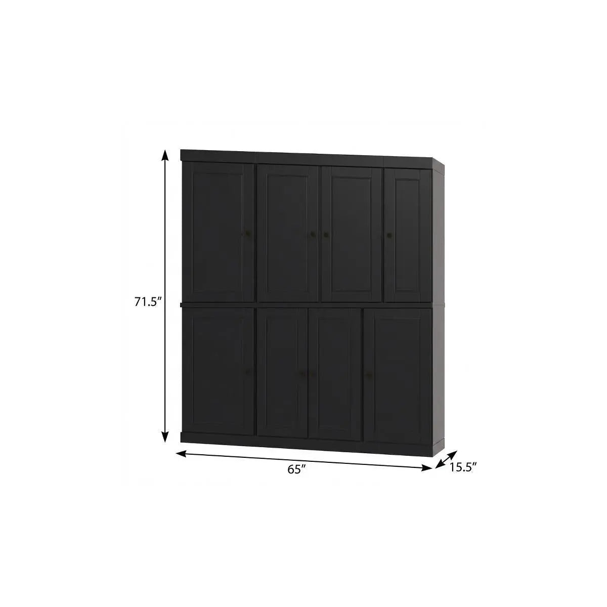 72" Black Solid Wood 8 Two Drawer Pantry Or Storage Closet Homeroots Kitchen & Dining
