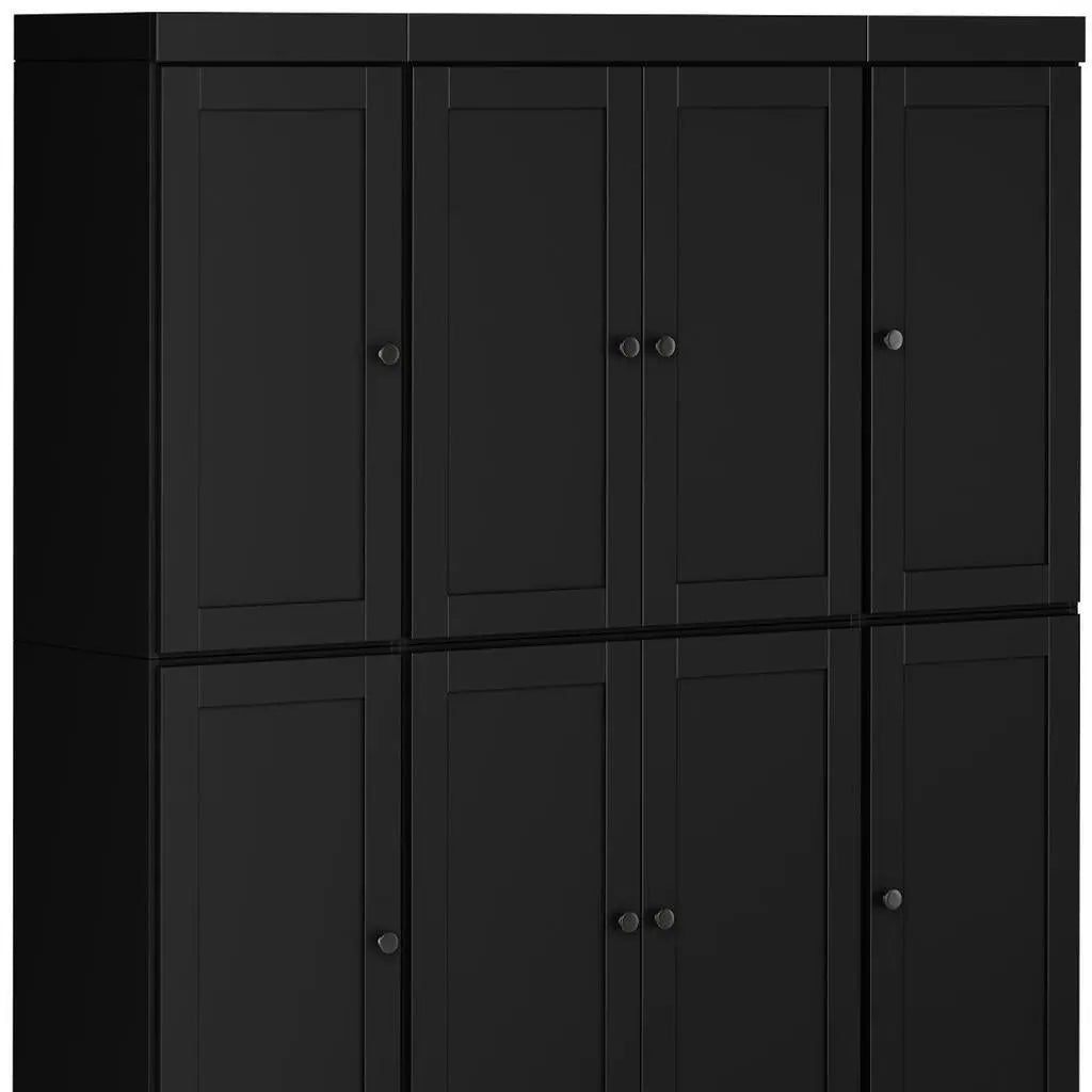 72" Black Solid Wood 8 Two Drawer Pantry Or Storage Closet Homeroots Kitchen & Dining
