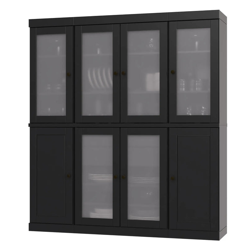 72" Black Solid Wood 8 Two Drawer Pantry Or Storage Closet Homeroots Kitchen & Dining