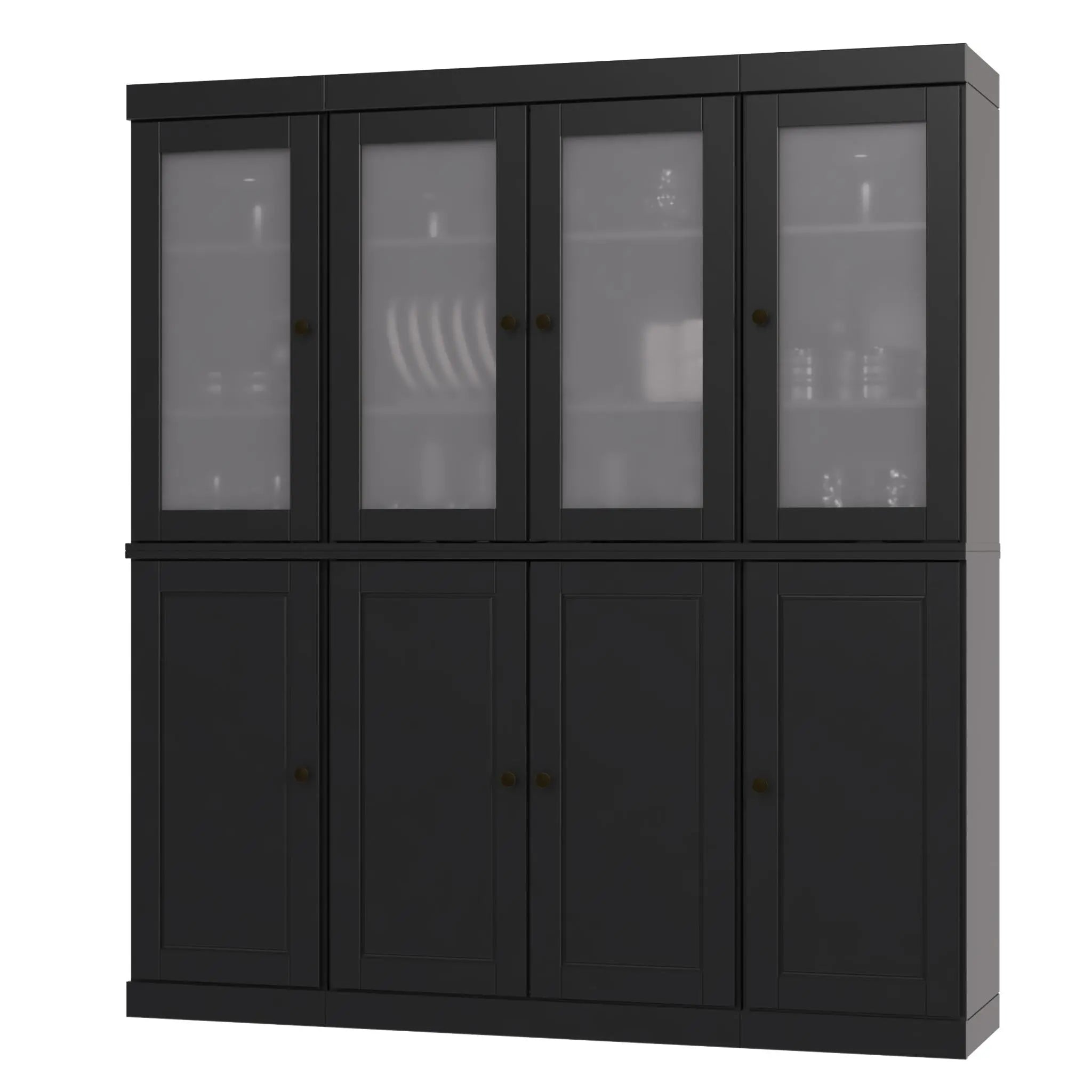 72" Black Solid Wood 8 Two Drawer Pantry Or Storage Closet Homeroots Kitchen & Dining