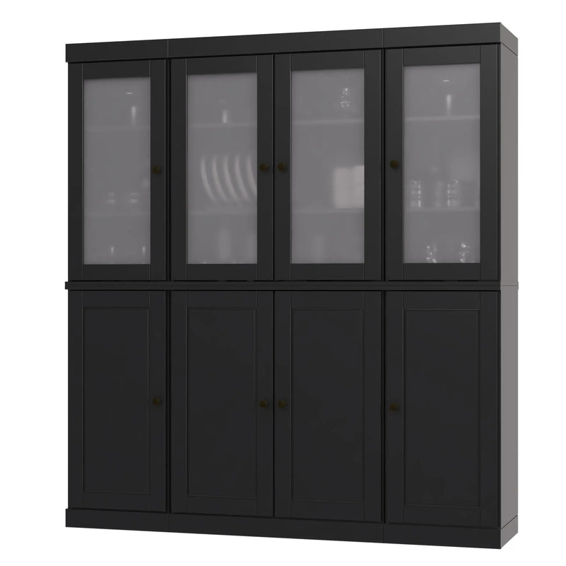 72" Black Solid Wood 8 Two Drawer Pantry Or Storage Closet Homeroots Kitchen & Dining