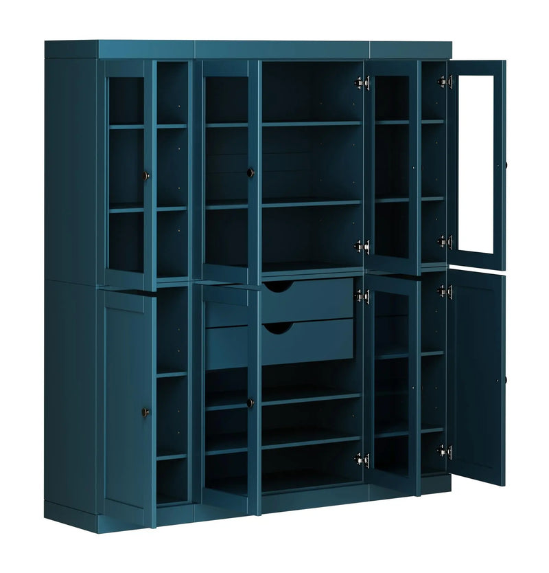 72" Black Solid Wood 8 Two Drawer Pantry Or Storage Closet Homeroots Kitchen & Dining