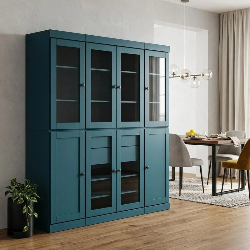 72" Black Solid Wood 8 Two Drawer Pantry Or Storage Closet Homeroots Kitchen & Dining