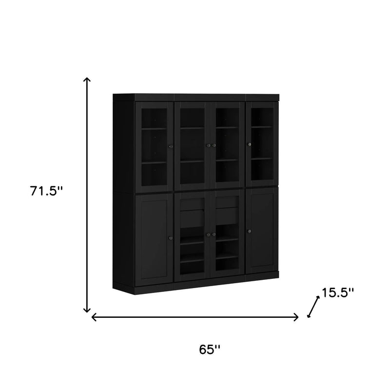 72" Black Solid Wood 8 Two Drawer Pantry Or Storage Closet Homeroots Kitchen & Dining