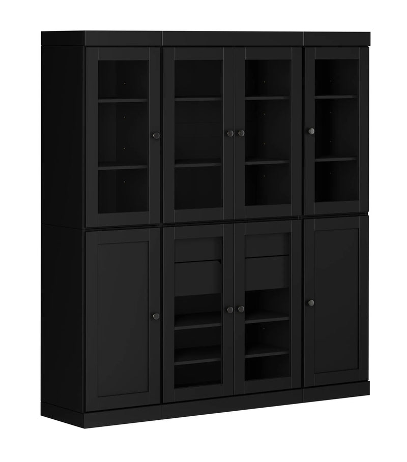 72" Black Solid Wood 8 Two Drawer Pantry Or Storage Closet Homeroots Kitchen & Dining