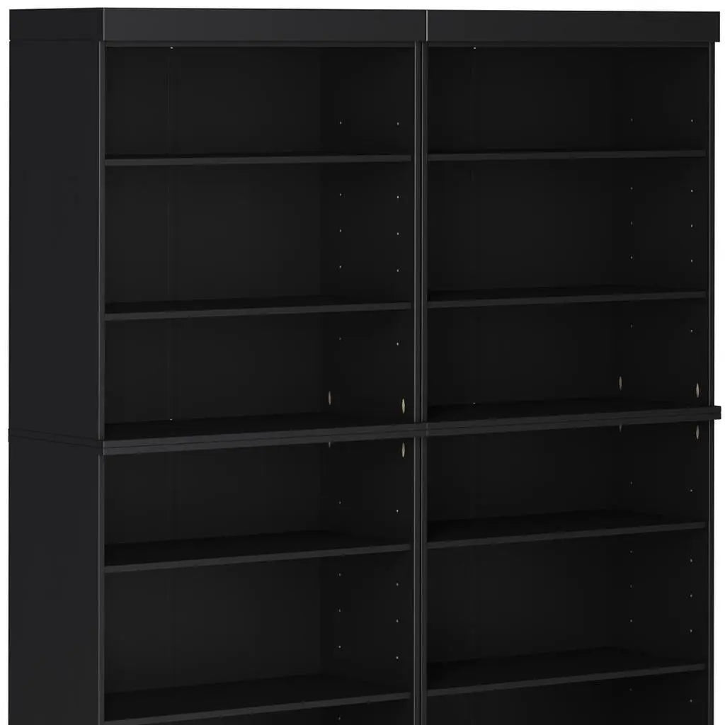 72" Black Solid Wood Adjustable Twelve Tier Library Bookcase Homeroots Office
