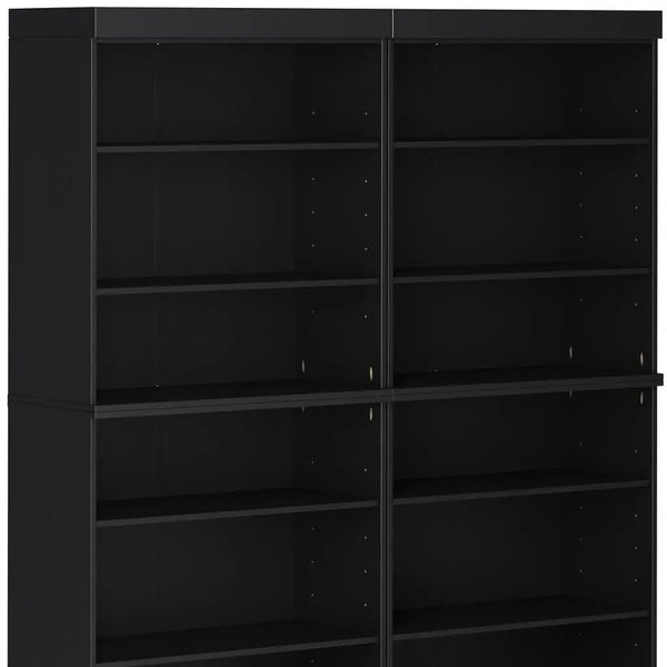 72" Black Solid Wood Adjustable Twelve Tier Library Bookcase Homeroots Office