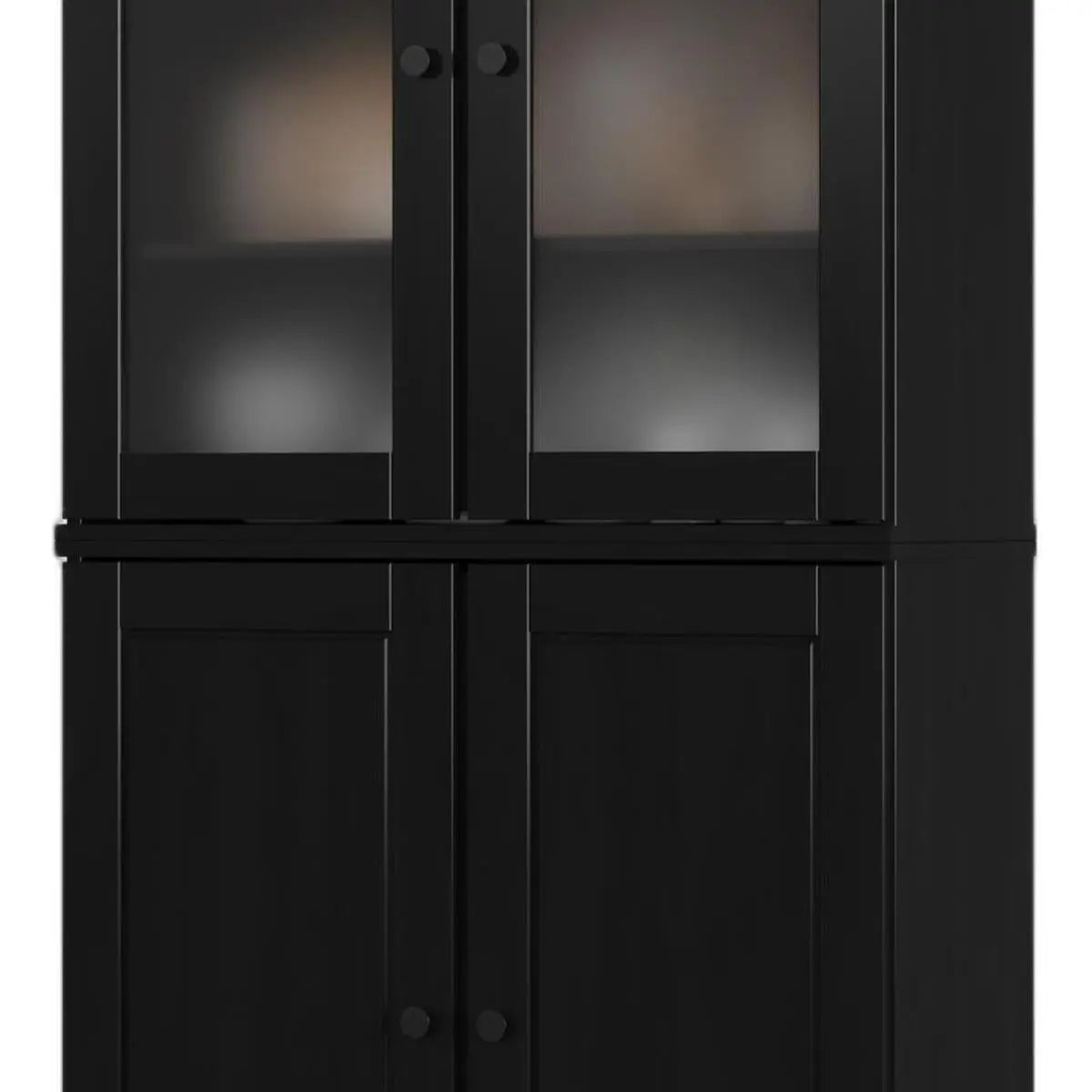 72" Black Solid Wood Four Door Pantry Or Storage Closet Homeroots Kitchen & Dining