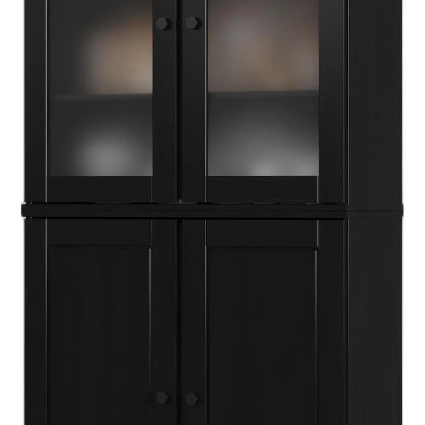 72" Black Solid Wood Four Door Pantry Or Storage Closet Homeroots Kitchen & Dining