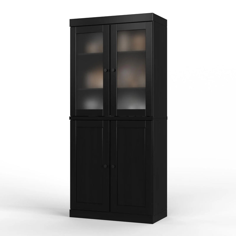 72" Black Solid Wood Four Door Pantry Or Storage Closet Homeroots Kitchen & Dining