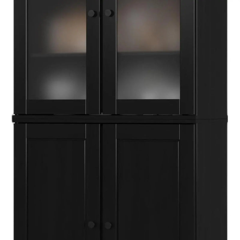 72" Black Solid Wood Four Door Pantry Or Storage Closet Homeroots Kitchen & Dining