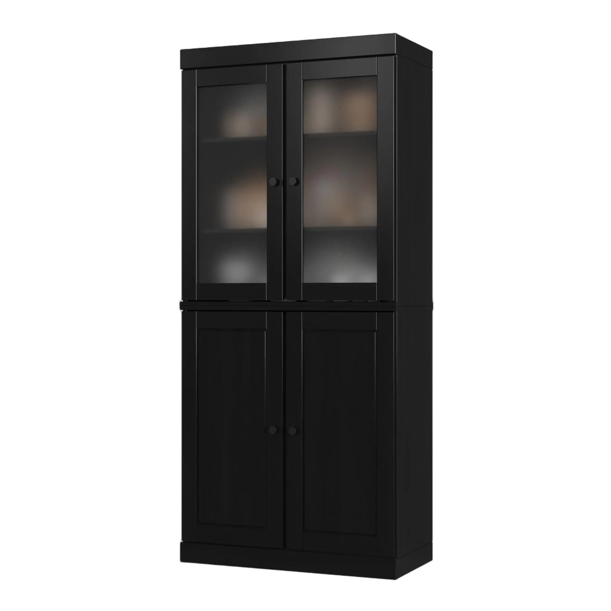 72" Black Solid Wood Four Door Pantry Or Storage Closet Homeroots Kitchen & Dining
