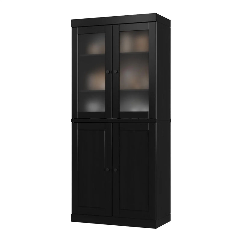 72" Black Solid Wood Four Door Pantry Or Storage Closet Homeroots Kitchen & Dining