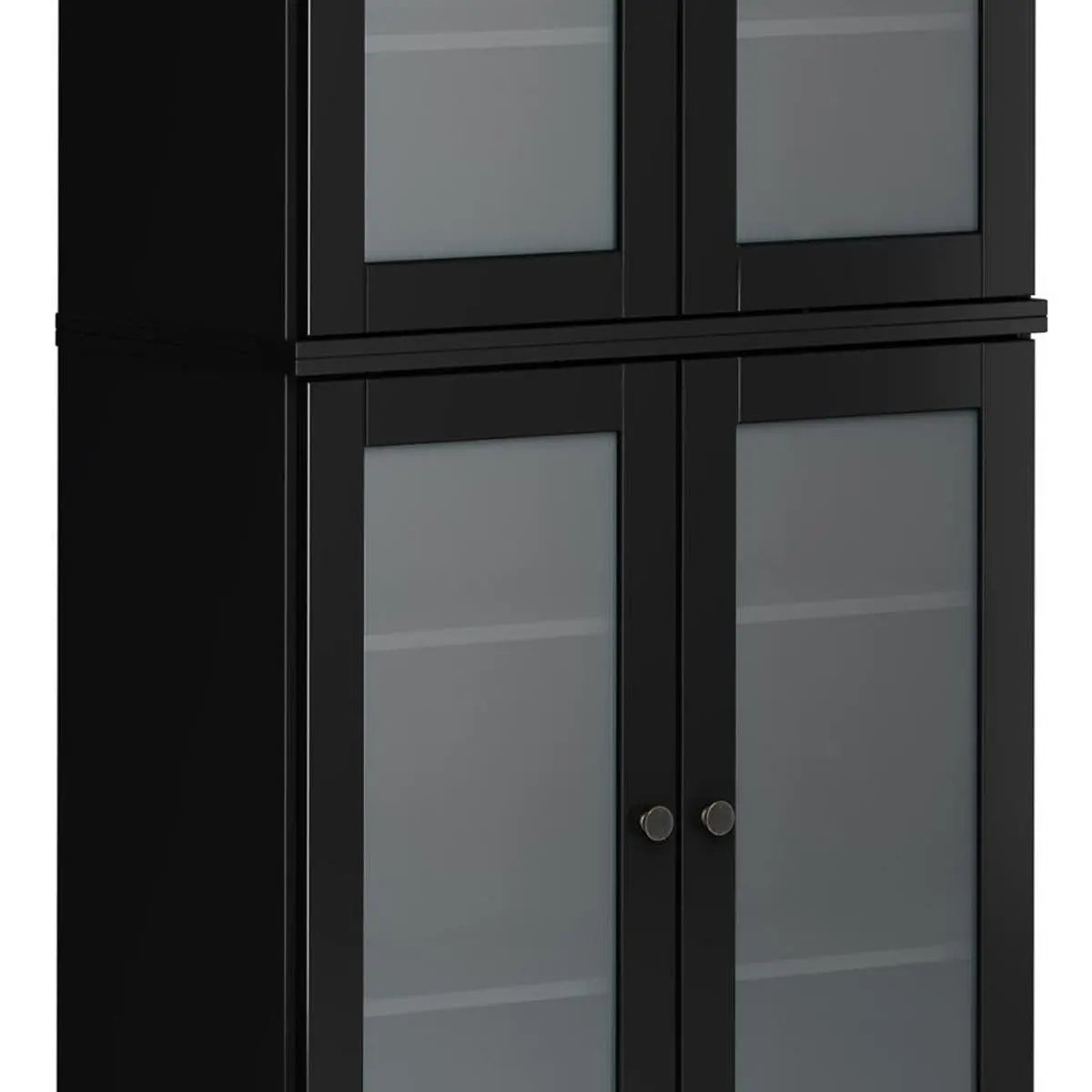 72" Black Solid Wood Four Door Pantry Or Storage Closet Homeroots Kitchen & Dining