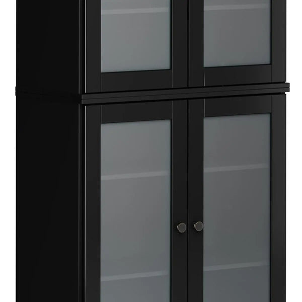 72" Black Solid Wood Four Door Pantry Or Storage Closet Homeroots Kitchen & Dining