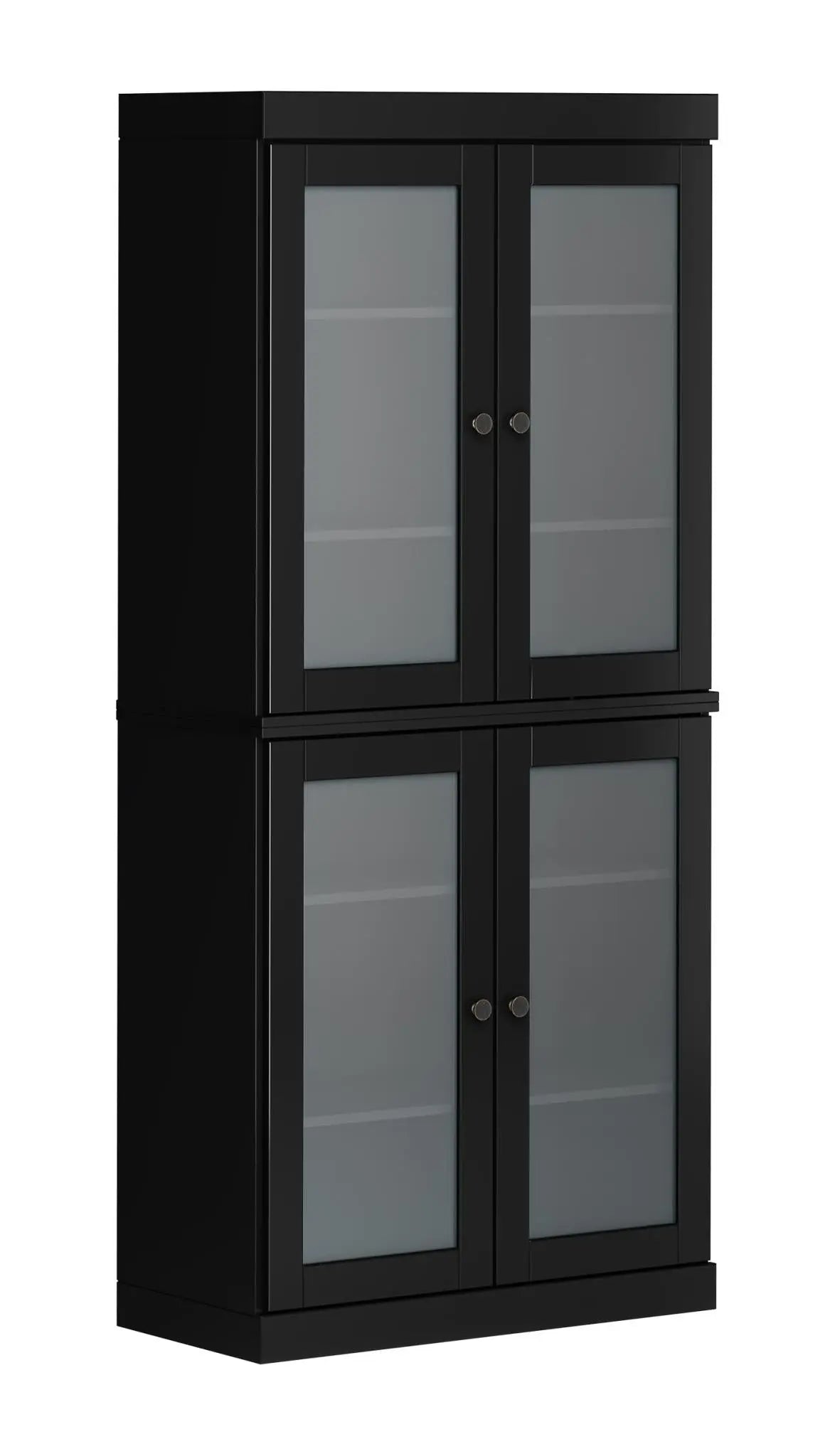 72" Black Solid Wood Four Door Pantry Or Storage Closet Homeroots Kitchen & Dining