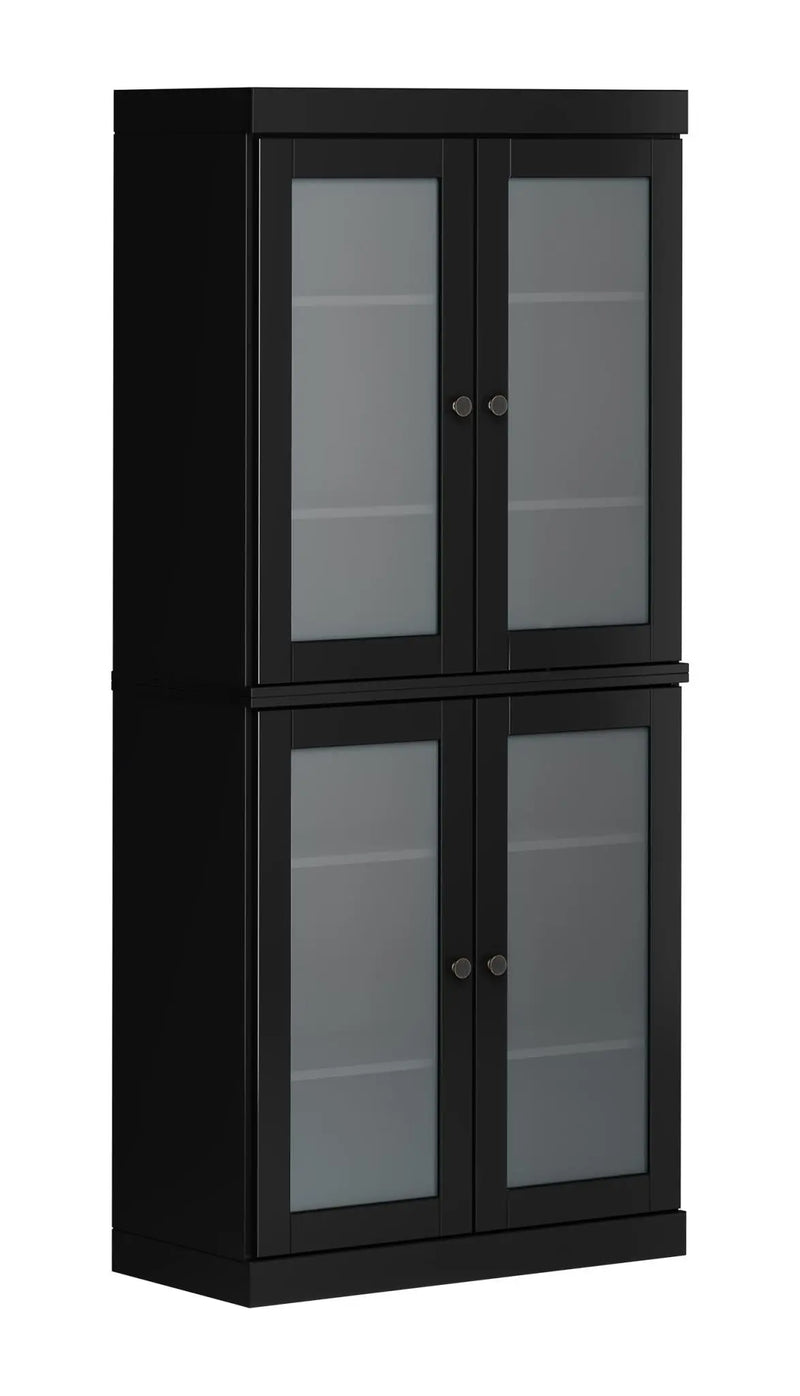 72" Black Solid Wood Four Door Pantry Or Storage Closet Homeroots Kitchen & Dining