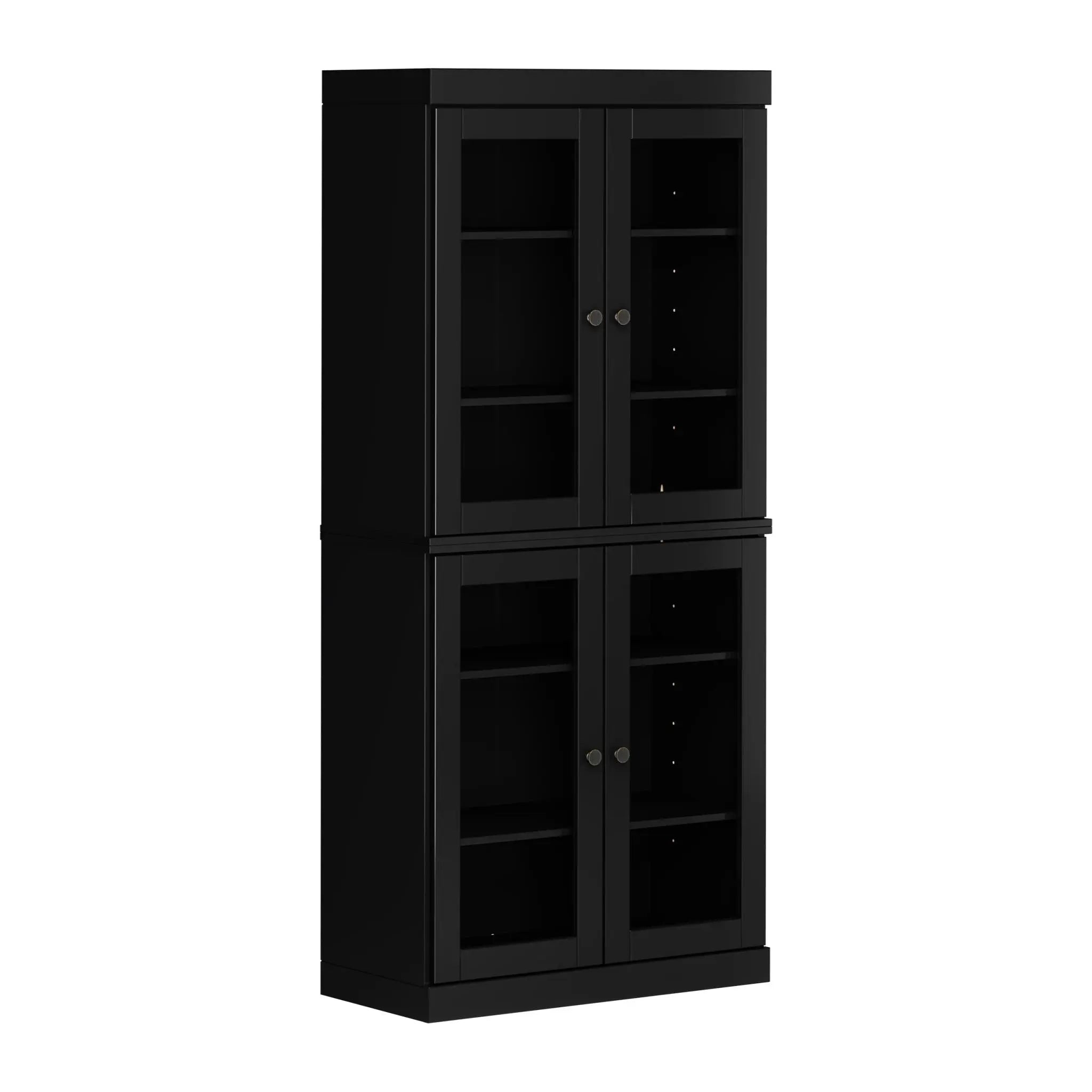 72" Black Solid Wood Four Door Pantry Or Storage Closet Homeroots Kitchen & Dining