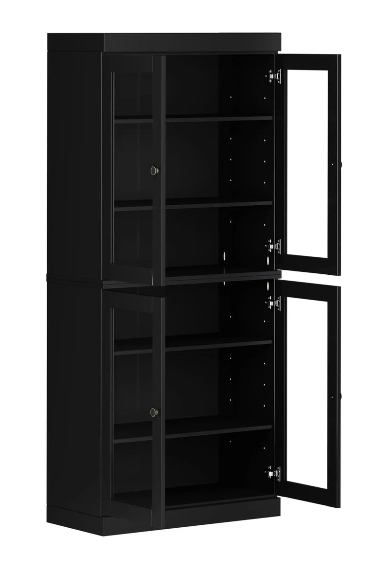 72" Black Solid Wood Four Door Pantry Or Storage Closet Homeroots Kitchen & Dining