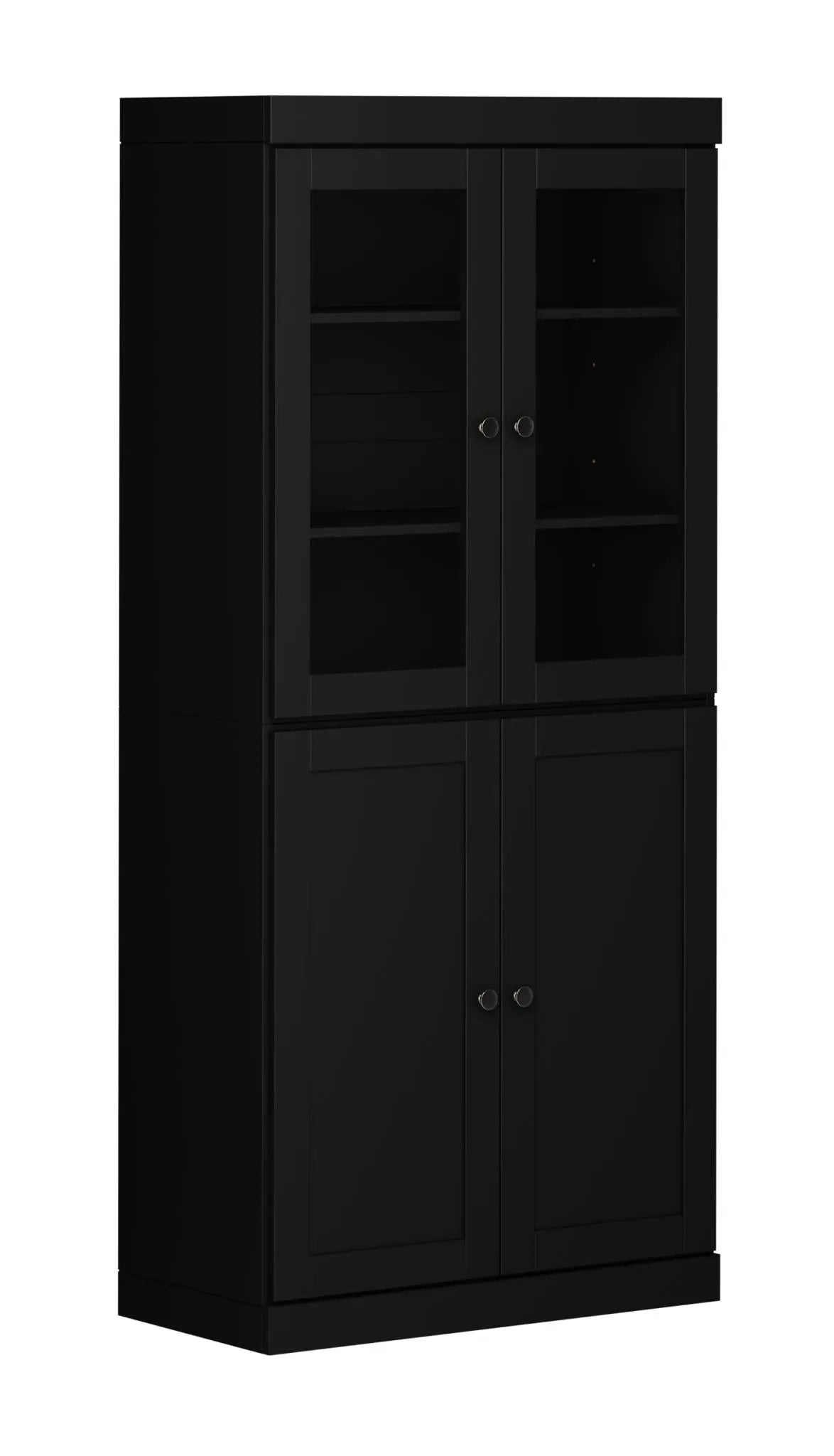 72" Black Solid Wood Four Door Pantry Or Storage Closet Homeroots Kitchen & Dining